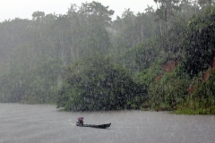 Rio Solimões mit dem Regenschirm gegen die Sintflut