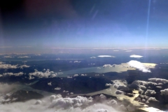 Lago Argentina - der Perito Moreno-Gletscher war da direkt unter uns, durch die Wolken versteckt