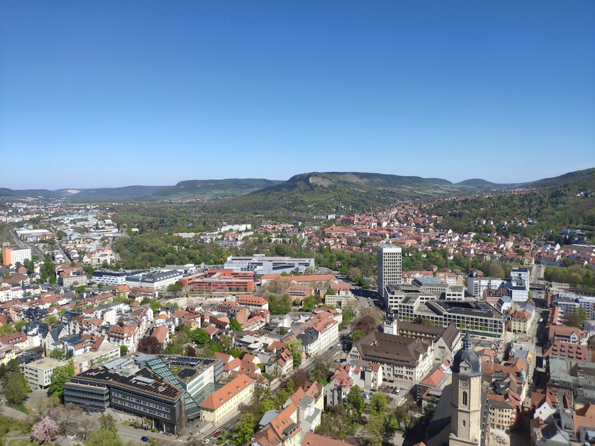 Stadtzentrum Jena vom Jentower